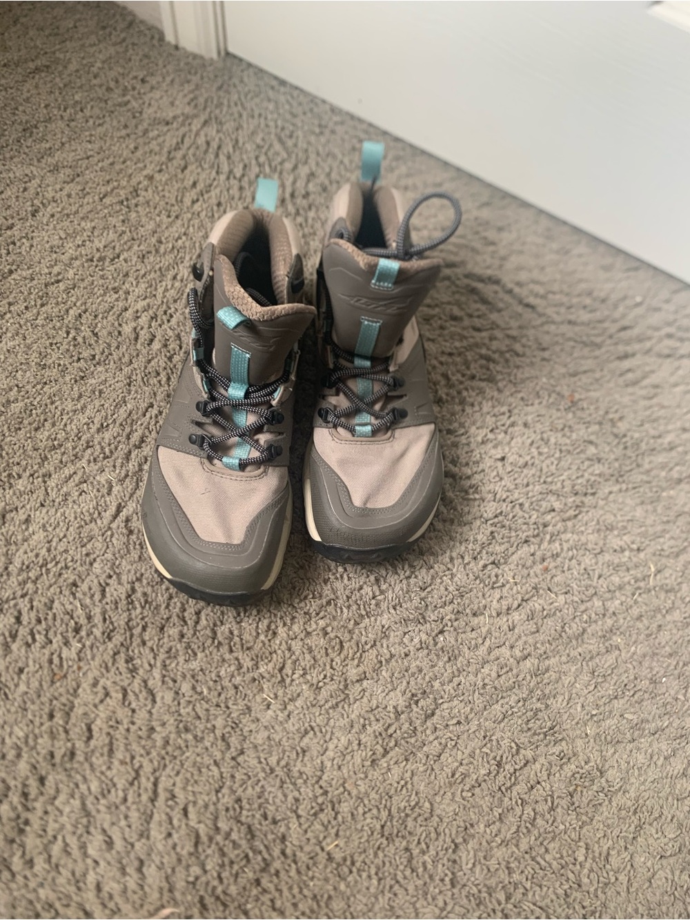 Altra Kids Gray Hiking Boots with Teal Accents